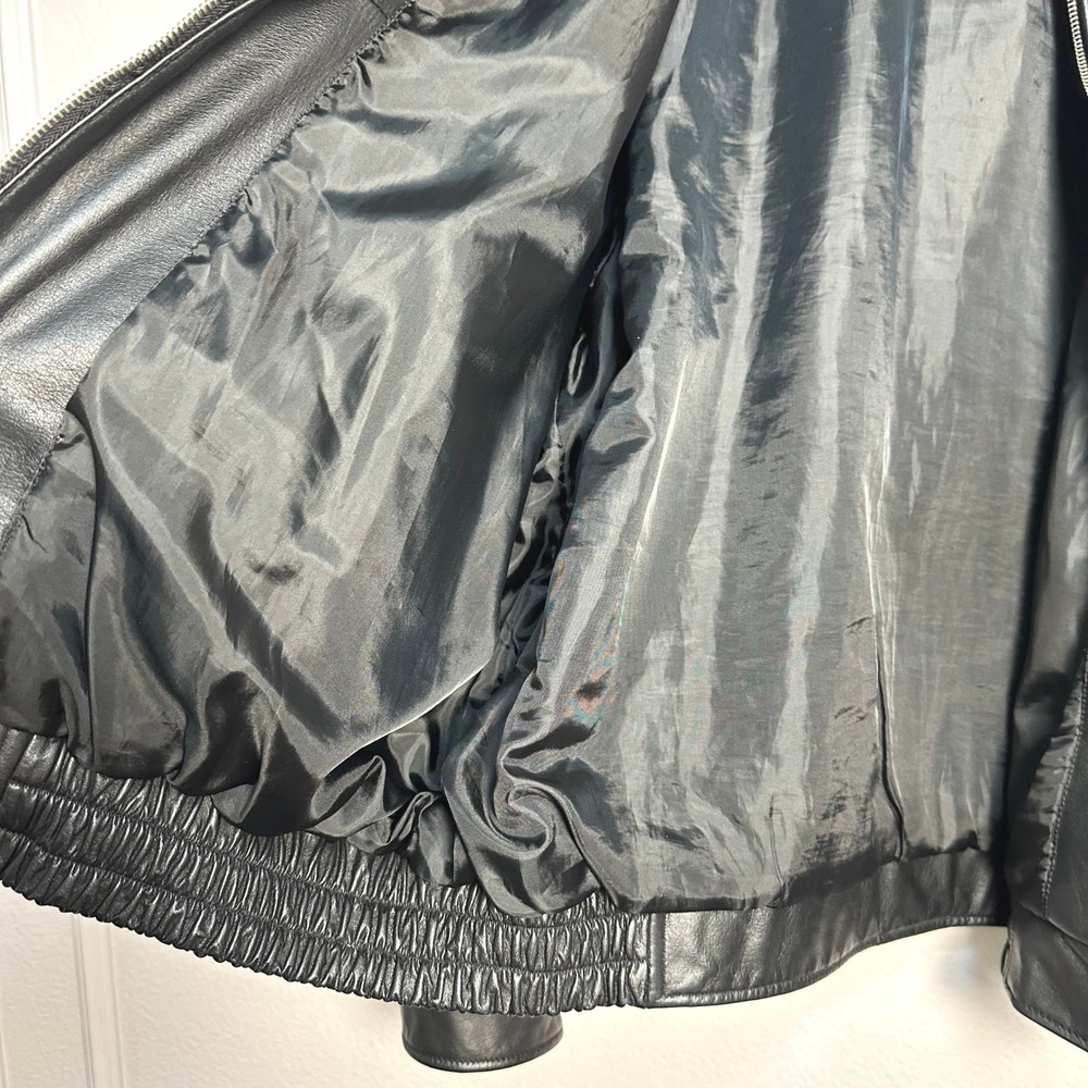 Vintage Charles Klein Mens Black Leather Bomber Jacket XXL Full Zip Outerwear - Picture 6 of 13